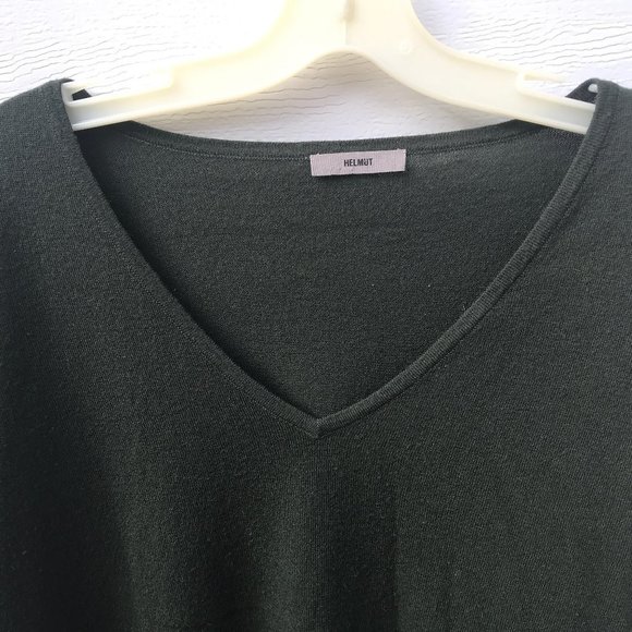Helmut Lang V-Neck Sweater in Green 6 8 - Picture 2 of 9